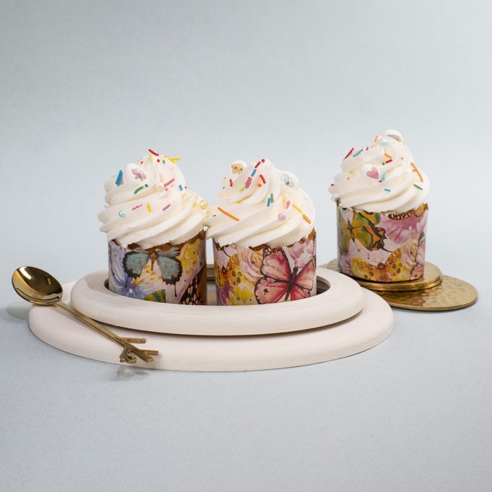 Форма бумажная для кекса, маффинов и кулича "Бабочки цветные" 60 х 45 мм
Форма бумажная для кекса, маффинов и кулича "Бабочки цветные" 60 х 45 мм