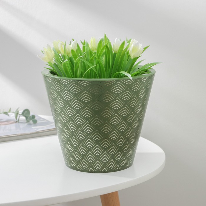 Кашпо для цветов со вставкой «Флейк», 3 л, цвет оливковый
Кашпо для цветов со вставкой «Флейк», 3 л, цвет оливковый