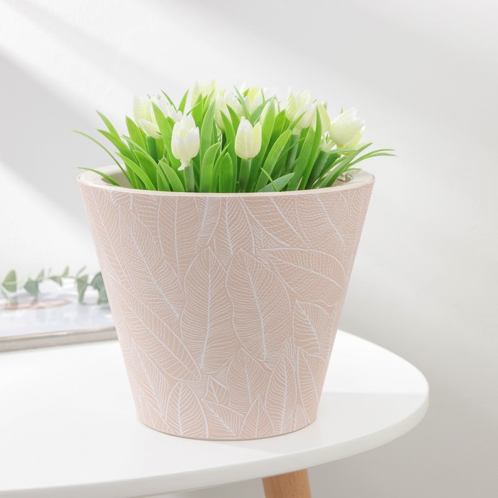 Кашпо для цветов со вставкой «Джангл», 3 л, цвет пудровый 
Кашпо для цветов со вставкой «Джангл», 3 л, цвет пудровый