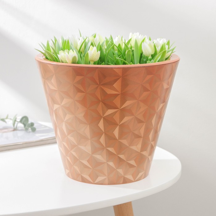 Кашпо для цветов со вставкой «Грани», 5 л, цвет карамельный
Кашпо для цветов со вставкой «Грани», 5 л, цвет карамельный