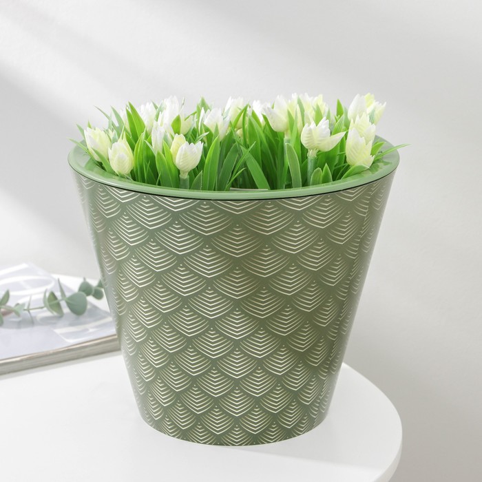 Кашпо для цветов со вставкой «Флейк», 5 л, цвет оливковый
Кашпо для цветов со вставкой «Флейк», 5 л, цвет оливковый