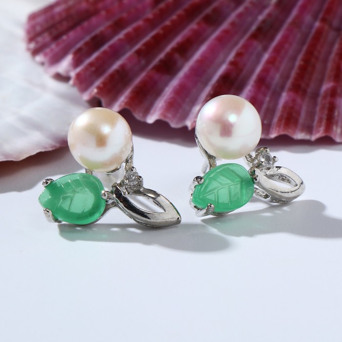 Пусеты "Жемчуг" с листочком нефрита
Пусеты "Жемчуг" с листочком нефрита