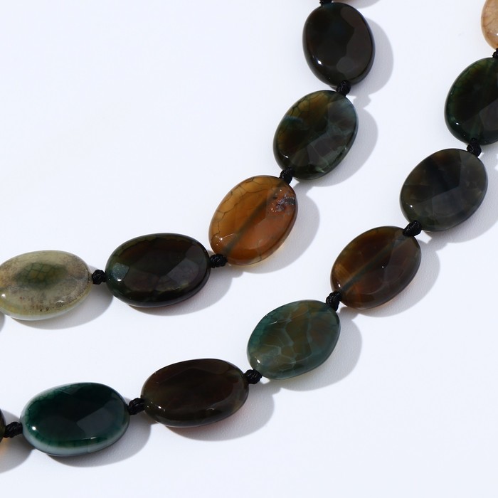 Бусины на нити овал плоский гранёный через узел "Агат", 35см
Бусины на нити овал плоский гранёный через узел "Агат", 35см