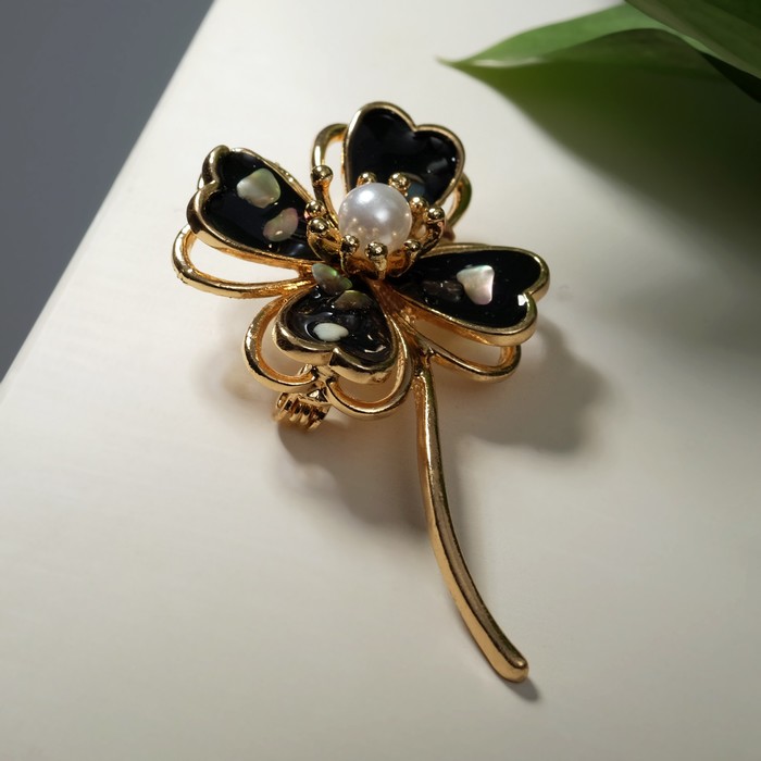 Брошь "Клевер" с ракушкой, цвет чёрно-белый в золоте
Брошь "Клевер" с ракушкой, цвет чёрно-белый в золоте