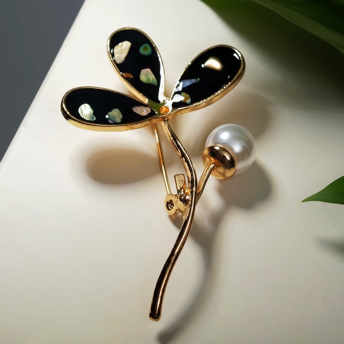Брошь "Трилистник" с бусиной, цвет чёрно-белый в золоте
Брошь "Трилистник" с бусиной, цвет чёрно-белый в золоте