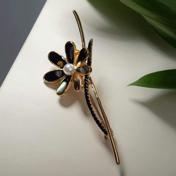 Брошь "Цветок" с веточкой, цвет чёрно-белый в золоте
Брошь "Цветок" с веточкой, цвет чёрно-белый в золоте