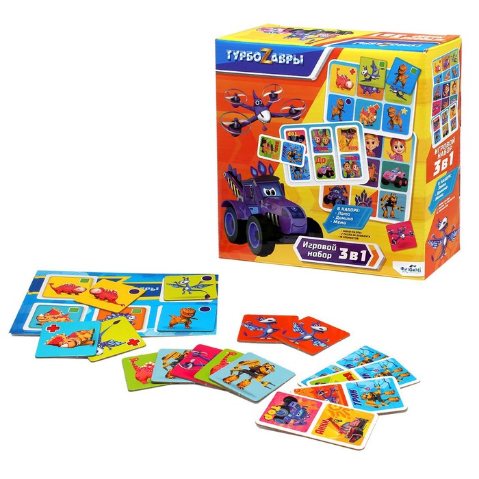Игровой набор 3в1 «Турбозавры» лото, домино, мемо
Игровой набор 3в1 «Турбозавры» лото, домино, мемо
