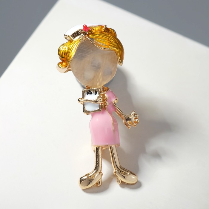 Брошь "Врач" девушка, цветная в золоте 
Брошь "Врач" девушка, цветная в золоте