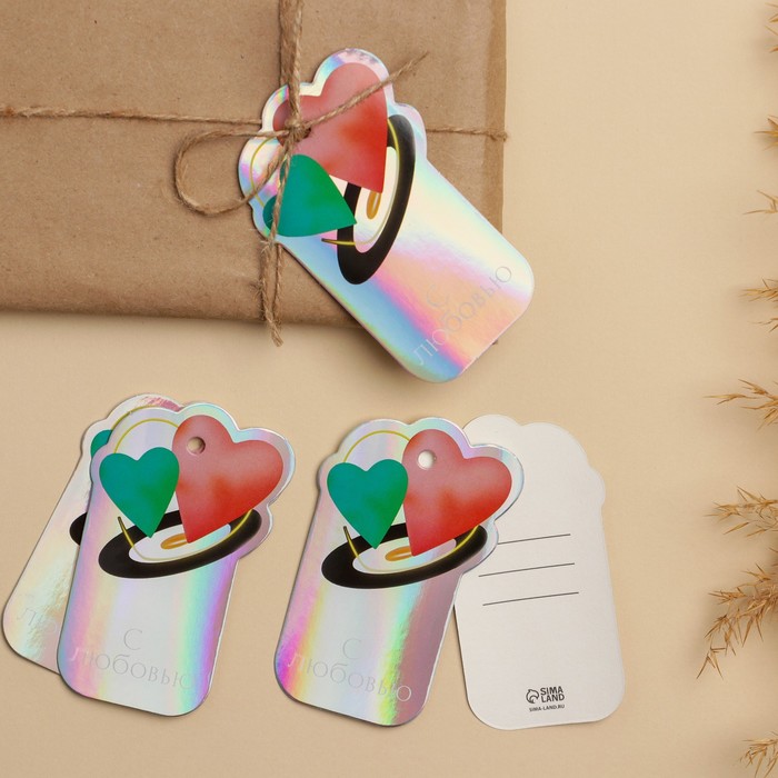 Открытка-шильдик на подарок «С любовью», голография 5,8 × 9,5 см 
Открытка-шильдик на подарок «С любовью», голография 5,8 × 9,5 см