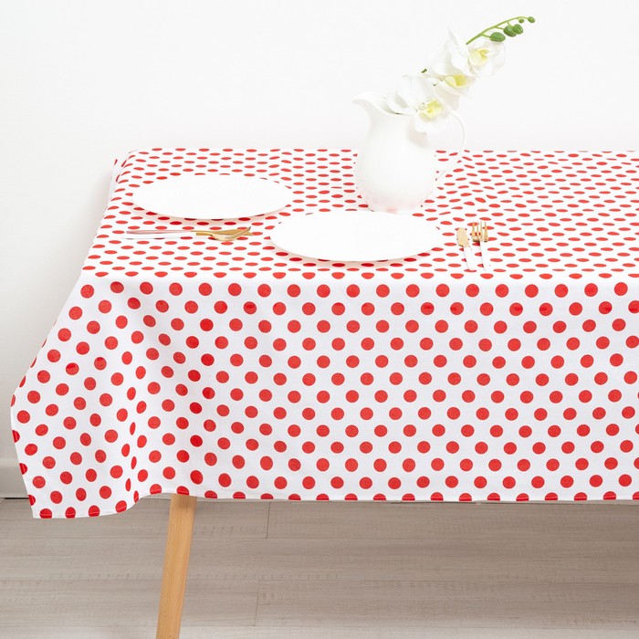 Скатерть Горох красный б/з 150х220 см, рогожка 160 гр/м2 
Скатерть Горох красный б/з 150х220 см, рогожка 160 гр/м2