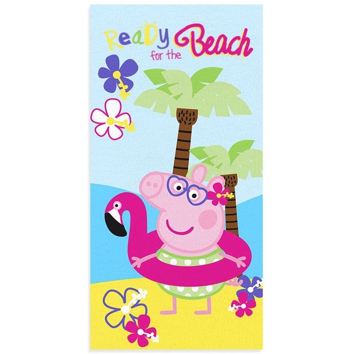 фото Махровое полотенце «свинка пеппа пляж», размер 60x120 см peppa pig