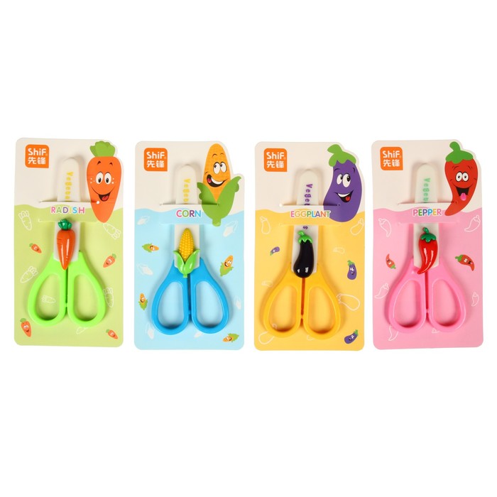 Ножницы канцелярские "Овощи", 13 см, с чехлом на лезвие, МИКС
Ножницы канцелярские "Овощи", 13 см, с чехлом на лезвие, МИКС