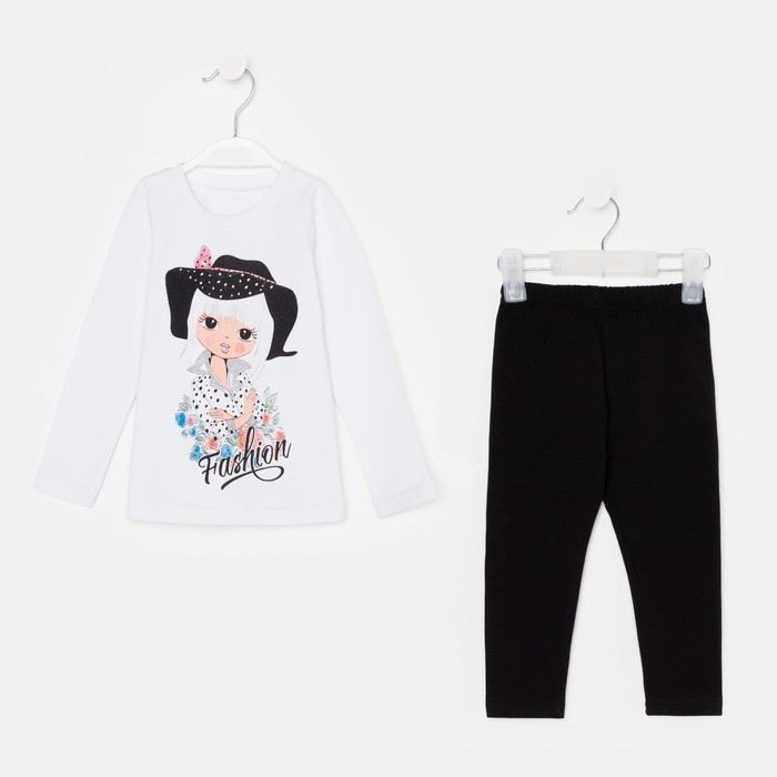 Комплект (лонгслив/брюки) для девочки, цвет белый/чёрный, рост 86-92 см
Комплект (лонгслив/брюки) для девочки, цвет белый/чёрный, рост 86-92 см