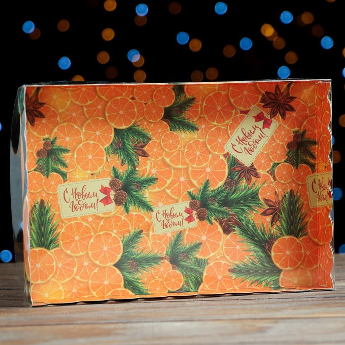 Коробочка для печенья "Мандарины", 22 х 15 х 3 см, 1 шт.