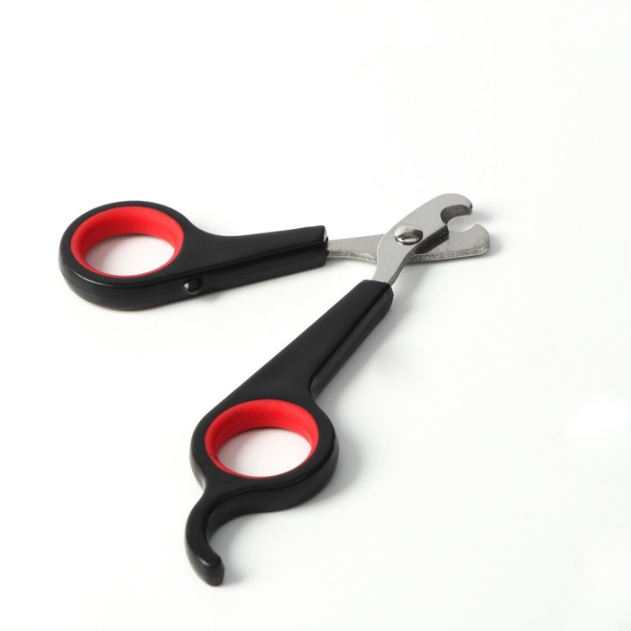 фото Ножницы-когтерезы с упором для пальца, отверстие 6 мм, чёрные с красным пижон