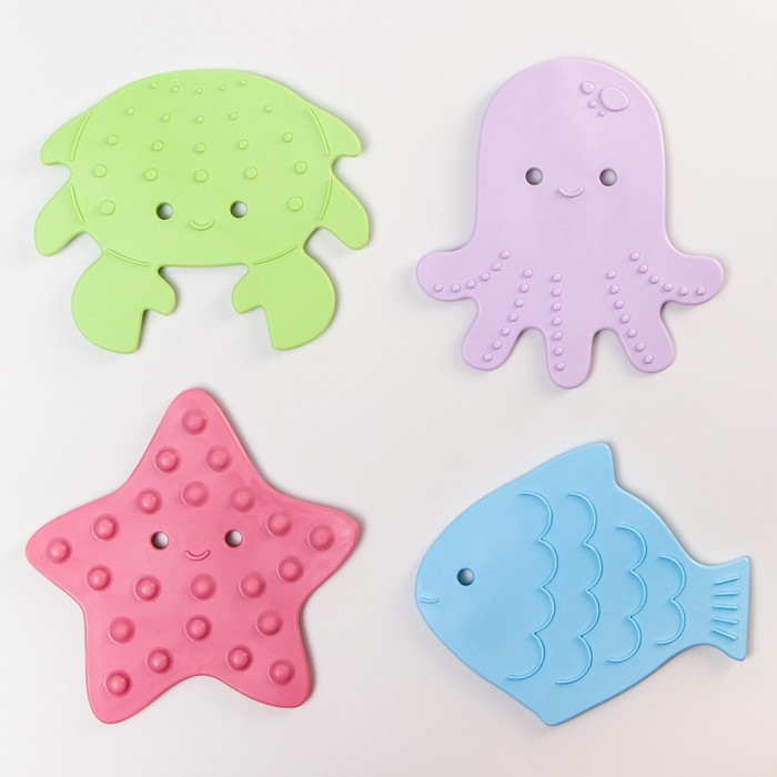 фото Антискользящие мини-коврики для ванны. серия sea animals, soft colors. 12 шт. roxy-kids