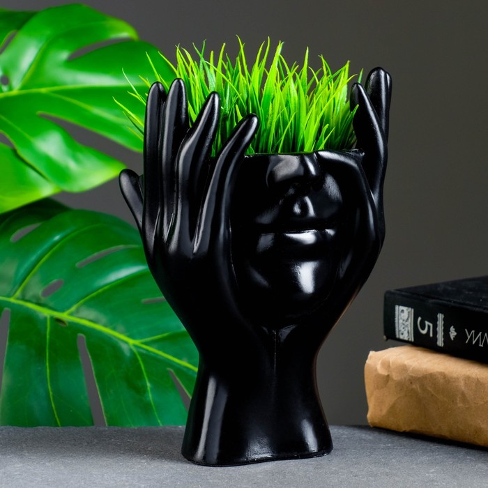 фото Кашпо - органайзер "мечты в руках" черный, 13х20,5х13,5см хорошие сувениры