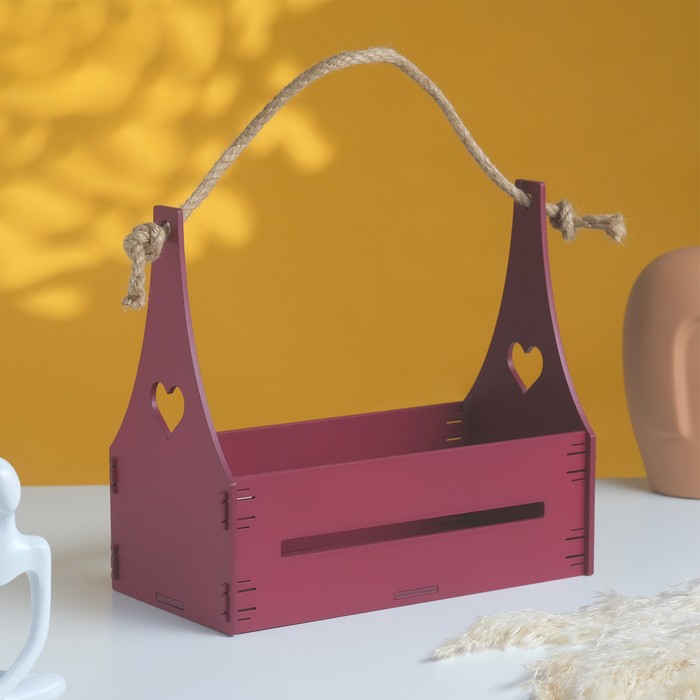 Кашпо деревянное "Сердце" ручка веревка 24,8х13,5х27 см пурпурный
Кашпо деревянное "Сердце" ручка веревка 24,8х13,5х27 см пурпурный