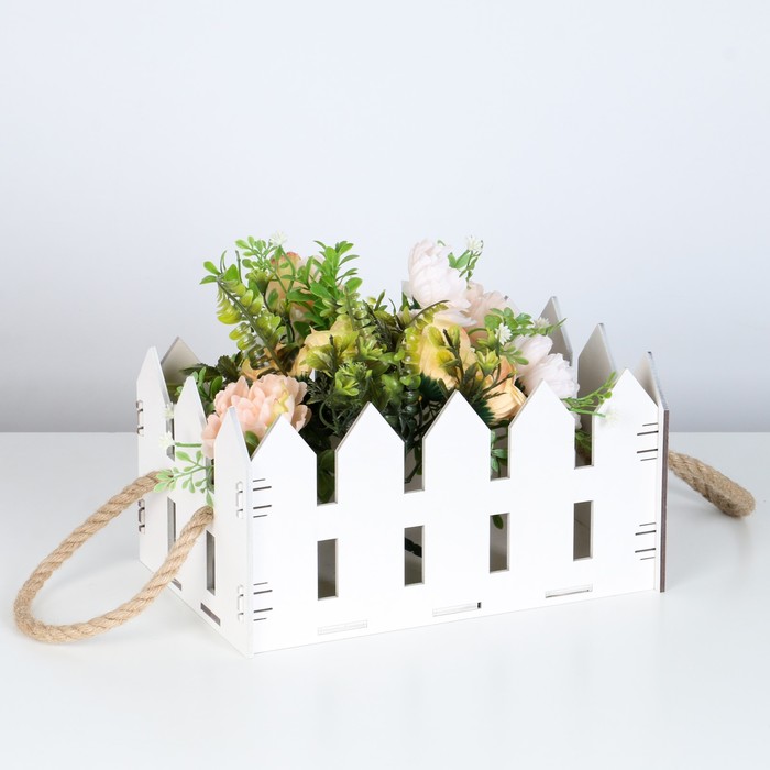 Ящик деревянный "Заборчик" ручки веревки 26х17х14 см белый
Ящик деревянный "Заборчик" ручки веревки 26х17х14 см белый