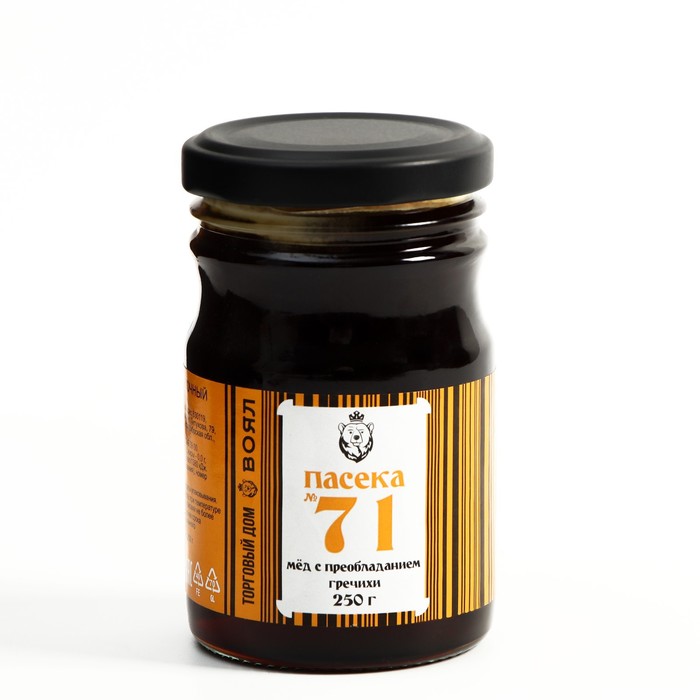 Мед натуральный цветочный с преобладанием Гречихи, 250 г
Мед натуральный цветочный с преобладанием Гречихи, 250 г