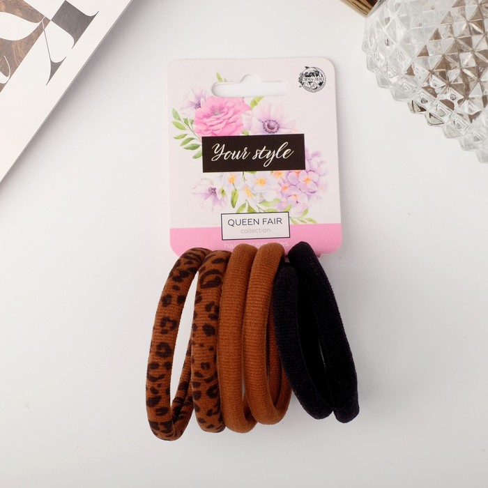 Резинка для волос "Спорт шик" (набор 6 шт) лео тёмный, 6 см, чёрно-коричневый
Резинка для волос "Спорт шик" (набор 6 шт) лео тёмный, 6 см, чёрно-коричневый
