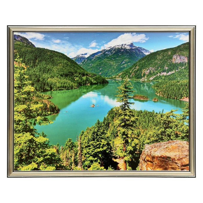Картина "Горное озеро" 50х40 (43х53) см