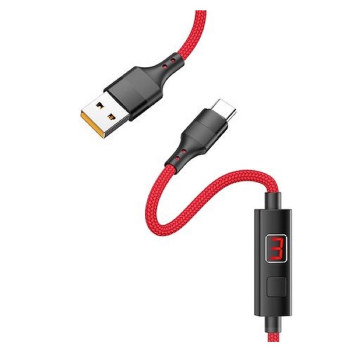 Кабель Hoco S13, USB - Type-C, 5 А, 1.2 м, дисплей с таймером, красный
Кабель Hoco S13, USB - Type-C, 5 А, 1.2 м, дисплей с таймером, красный