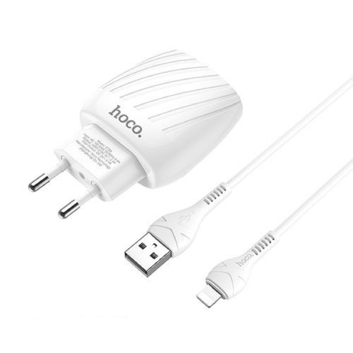 Сетевое зарядное устройство Hoco C78A, 2хUSB, 2.4 А, кабель Lightning, 1 м, белое
Сетевое зарядное устройство Hoco C78A, 2хUSB, 2.4 А, кабель Lightning, 1 м, белое