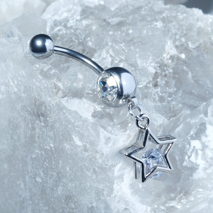 Пирсинг в пупок "Банан" звезда, цвет белый в серебре
Пирсинг в пупок "Банан" звезда, цвет белый в серебре