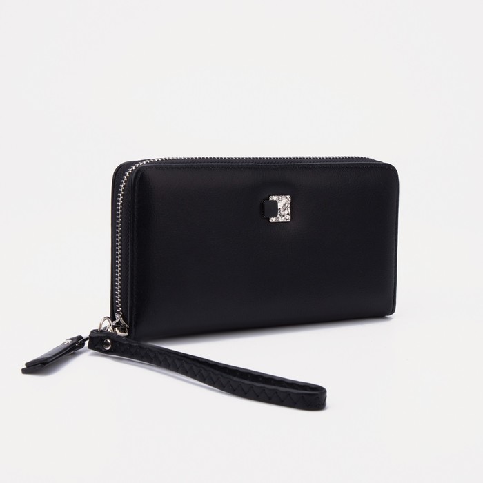 Кошелёк на молнии, с ручкой, цвет чёрный 
Кошелёк на молнии, с ручкой, цвет чёрный