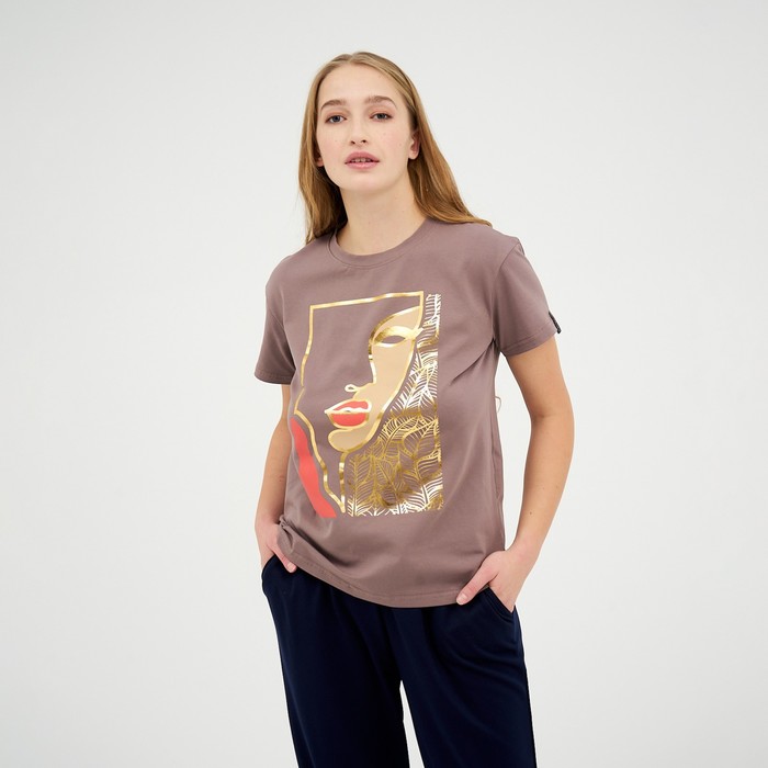 Футболка женская, цвет кофе, размер 50 
Футболка женская, цвет кофе, размер 50