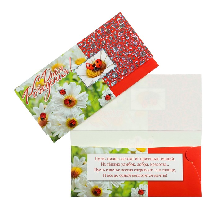 Конверт для денег "С Днем Рождения!" тиснение, божья коровка
Конверт для денег "С Днем Рождения!" тиснение, божья коровка