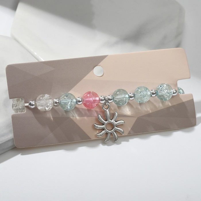 фото Браслет "радость" солнце, цвет бело-голубой в серебре, d=7 queen fair