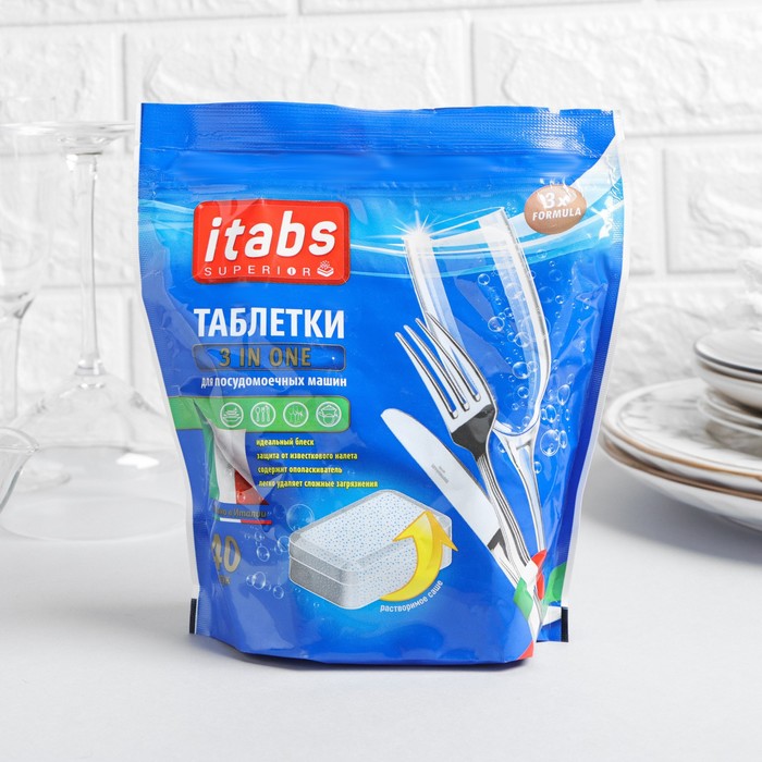 Таблетки для ПММ "ITABS SUPERIOR", 3 in 1, 40 шт.
Таблетки для ПММ "ITABS SUPERIOR", 3 in 1, 40 шт.