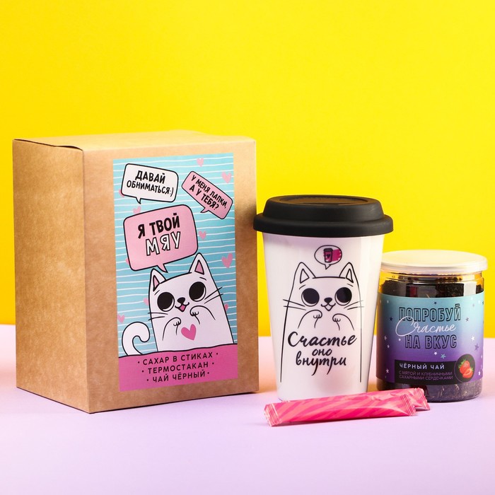 Набор «Милый кот»: кружка под термостакан 300 мл., чай 60 г., сахар в стиках 8 шт.
Набор «Милый кот»: кружка под термостакан 300 мл., чай 60 г., сахар в стиках 8 шт.