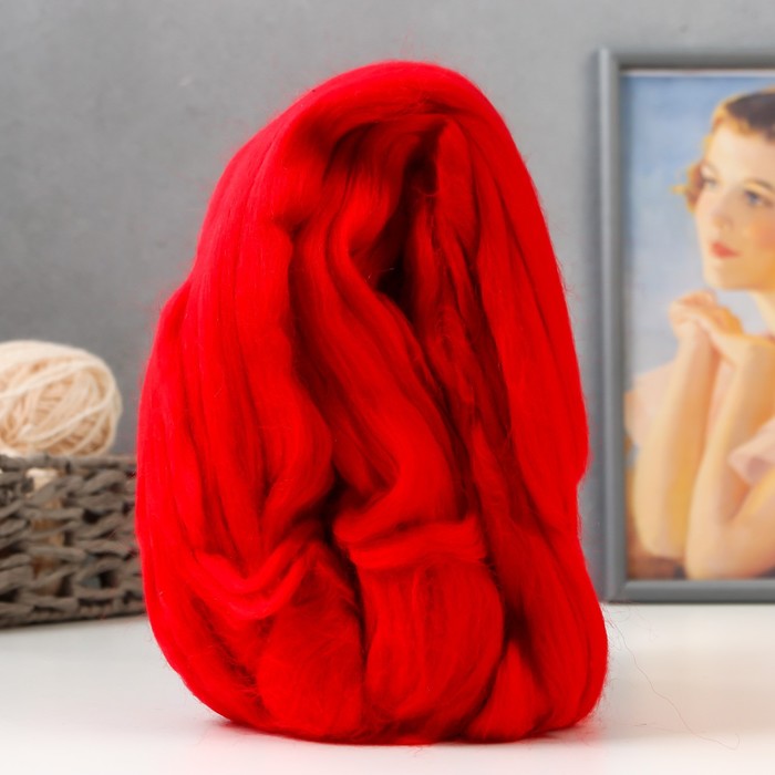 Волокно для валяния Валяшка LG_Wool Fine тонкая шерсть 100% 100 гр (213 Кармин)