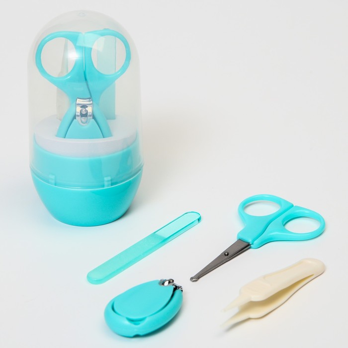 Набор маникюрный детский: ножницы, щипчики, пилочка, пинцет, цвет бирюзовый
Набор маникюрный детский: ножницы, щипчики, пилочка, пинцет, цвет бирюзовый