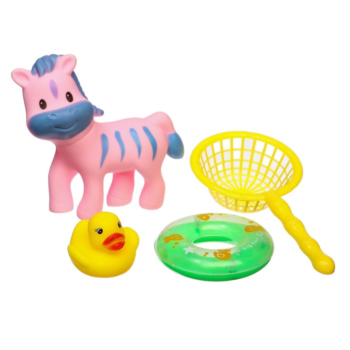 фото Набор игрушек для игры в ванне «лошадка и сачок», 4 шт крошка я