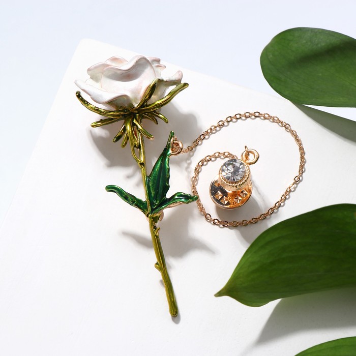 Брошь со значком на цепочке "Цветок" роза, цвет бело-зелёный в золоте
Брошь со значком на цепочке "Цветок" роза, цвет бело-зелёный в золоте