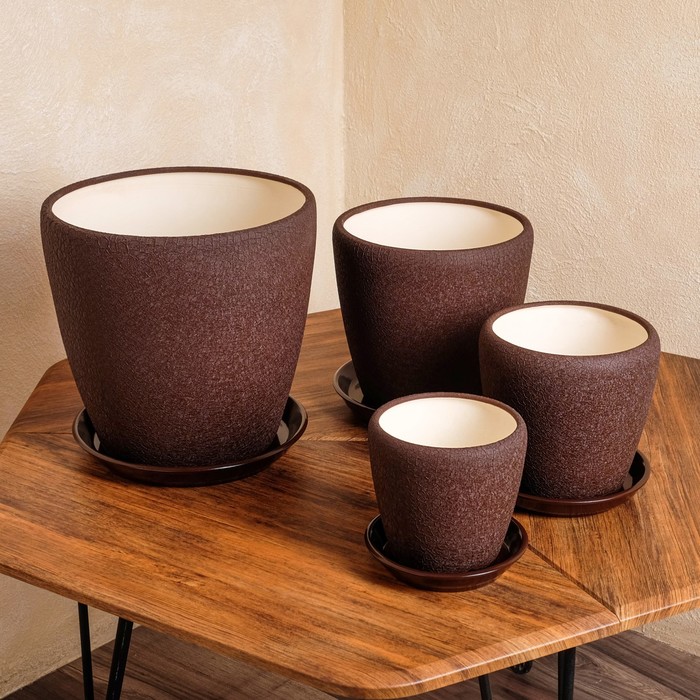 Набор горшков для цветов "Грация" 4 шт, шёлк, шоколадный цвет, 10 л/ 4,5 л/ 2,3 л/ 1,2 л
Набор горшков для цветов "Грация" 4 шт, шёлк, шоколадный цвет, 10 л/ 4,5 л/ 2,3 л/ 1,2 л