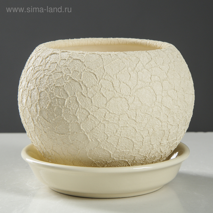 Горшок для цветов "Шар", шёлк, бежевый, керамика, 0.4 л
Горшок для цветов "Шар", шёлк, бежевый, керамика, 0.4 л