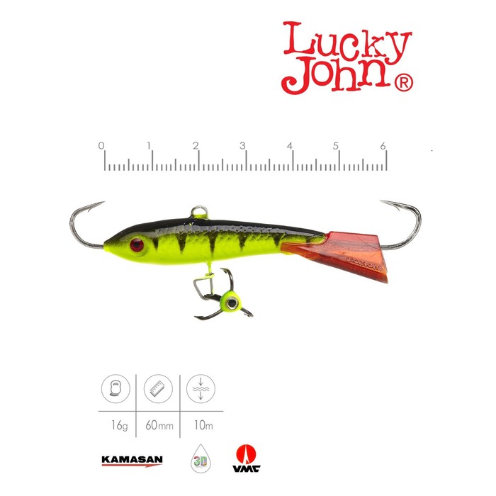 фото Балансир lucky john classic 6 + тройник, 6 см, цвет 31rt блистер