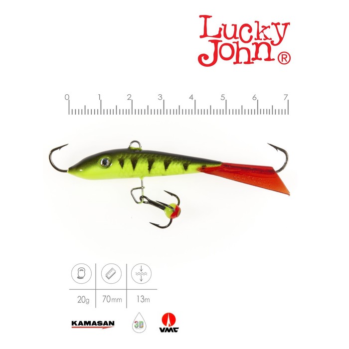 фото Балансир lucky john fin 5 + тройник, 7 см, цвет 31rt блистер