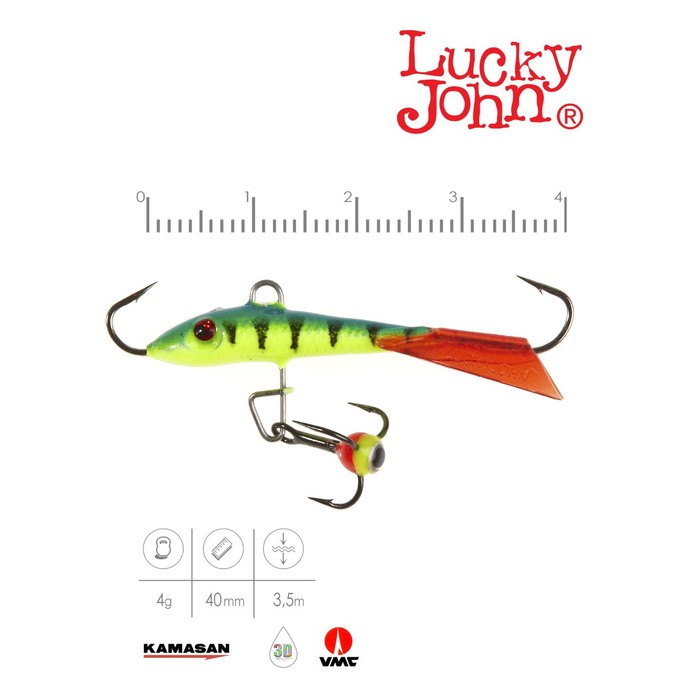 фото Балансир lucky john fin 3 + тройник, 4 см, цвет 36rt блистер