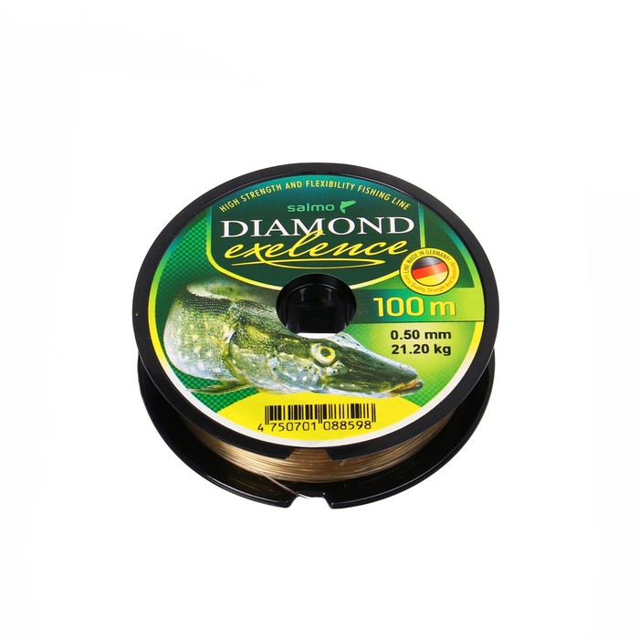 фото Леска монофильная salmo diamond exelence, диаметр 0.5 мм, тест 21.2 кг, 100 м, светло-зелёная 7589