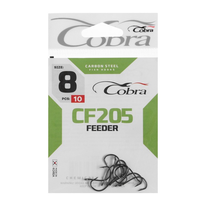 фото Крючки cobra feeder, серия cf205, № 08, 10 шт.
