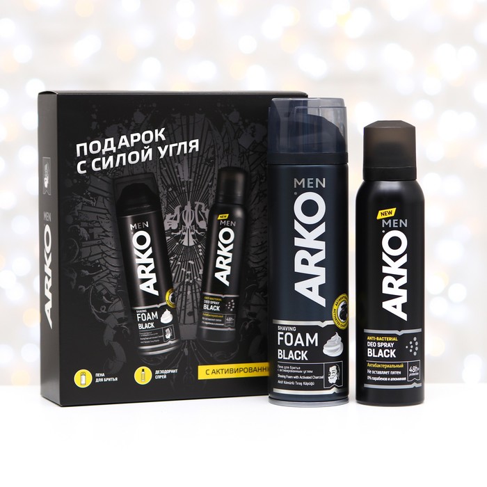 Подарочный набор ARKO Black пена для бритья 200 мл + дезодорант 150 мл
Подарочный набор ARKO Black пена для бритья 200 мл + дезодорант 150 мл