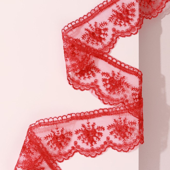 Кружево на сетке, 60 мм × 9 м, цвет красный
Кружево на сетке, 60 мм × 9 м, цвет красный
