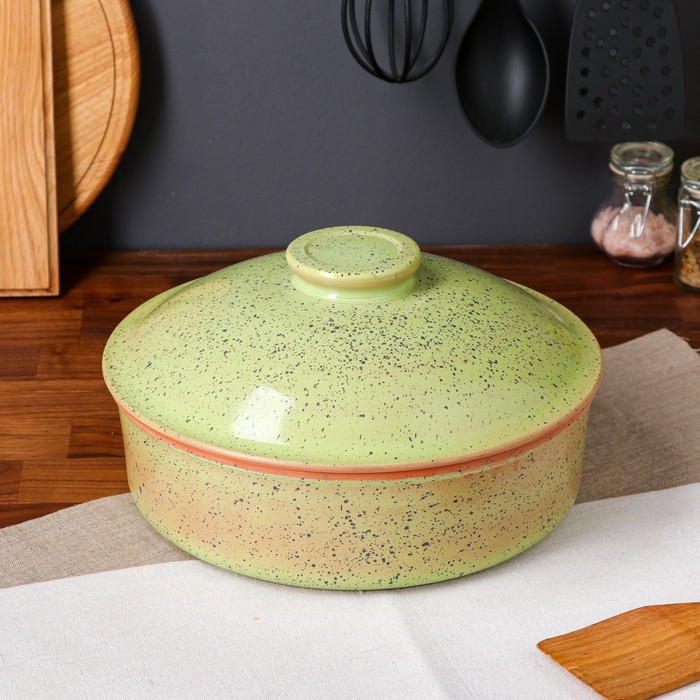 Сковорода с крышкой, зелёная, красная глина, 2.5 л
Сковорода с крышкой, зелёная, красная глина, 2.5 л