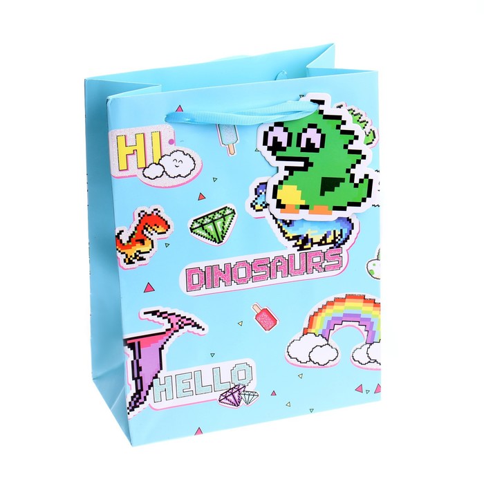 Пакет подарочный «Пиксели», яркие динозаврики, с блёстками, 23×18×10 см
Пакет подарочный «Пиксели», яркие динозаврики, с блёстками, 23×18×10 см